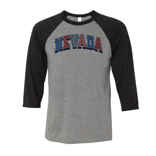 TeesAndTankYou USA Nevada Camiseta de béisbol de manga raglán tres cuartos unisex