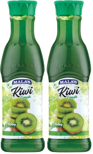 Image of Mala's Crush Fruit Drink 1 Litre Bottle G, Kiwi, No Preservatives (Pack of 2)