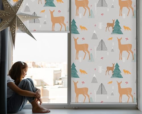 Store enrouleur 130x240cm perméable sans perçage motif cerf Tulup - 3