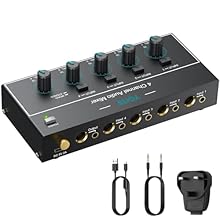 【4 IN 1 6.35mm+3.5mm 4-Channel Audio Mixer】Mixes 4-wire signals quickly and easily, supports 6.35mm devices and 3.5mm devices, Ultra-compact 4-channel audio mixer,, collects the sound from multiple sources into a single output for connecting headphon...