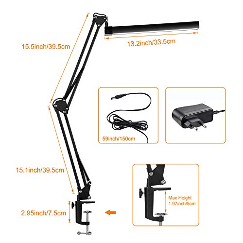 YOUKOYI Schreibtischlampe LED Schwenkarm Architektenlampe Dimmbar Metall Tischlampe, Augenschutz Schreibtischlampen… – Bild 5