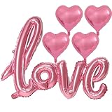 5 Pcs Pink Heart Shaped Balloons Pink Love Valentine Balloons for Valentines Day Bridal Shower Wedding Party Decorations