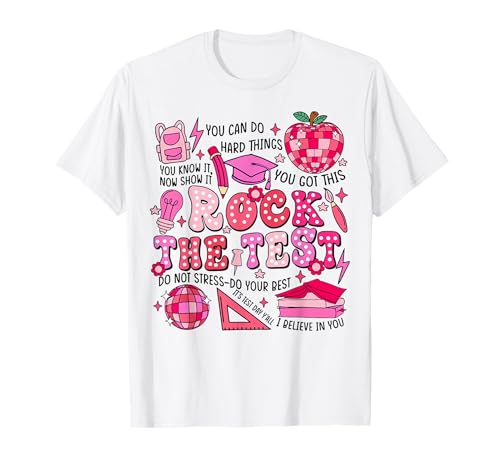 Rock The Test Testing Day Don't Stress Do Your Best Teacher T-Shirt for Men Women Girls Kids