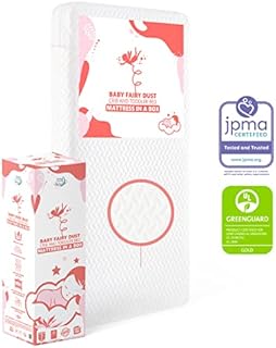 Dream On Me Baby Fairy 5” Foam Crib & Toddler Bed Mattress in a Box, White I Greenguard Gold Certified I JPMA Certified