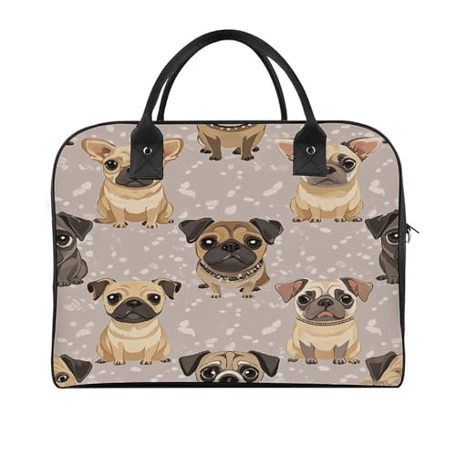 Bolso messenger ajustable grande con patrón de chihuahua y pug miniatura 1