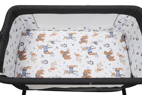 Image of Pack n Play Sheet Stretchy Fitted Portable Mini Crib Sheets Set 2 Pack,Playard Sheets Convertible Playard Mattress Cover,Ultra Soft Jersey Material, Dark Blue & Bear Deer