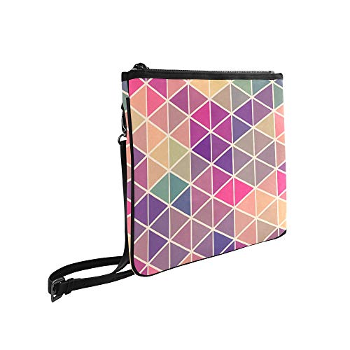 Retro Pattern Of Geometric Shapes Colorful Mosaic Pattern Custom High-Grade Nylon Slim Clutch Bag Cross-Body Bag Shoulder Bag #TOP2