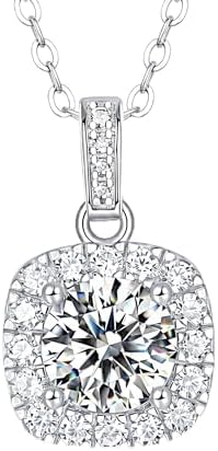 MosDawn Moissanite Cushion Cut Pendant Necklace for Women