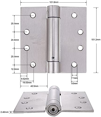 Stylever 3 Pack - 4" Residential Satin Nickel Finish Self Closing Reversible Door Hinge - Squared Corners Spring Hinge Door Hinges #TOP2
