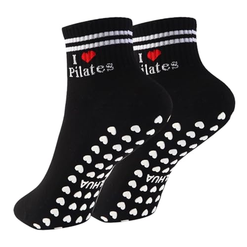 Image of Pilates Socks for Mother's Day,Women Pilates Heart Grip Socks Cuffs,Anti-Skid Cotton Grip for Ballet,Home,Studio 1Pair