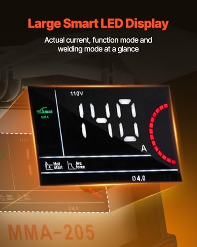 Bild 2 - VEVOR WIG-Schweißgerät, 200 A 6-in-1-Aluminium-Schweißgerät (LED-Anzeige) – AC WIG/DC WIG/AC Pulse WIG/DC Pulse WIG/Spot WIG/MMA (Stick), elektrisches Schweißgerät mit synergetischer Steuerung IGBT