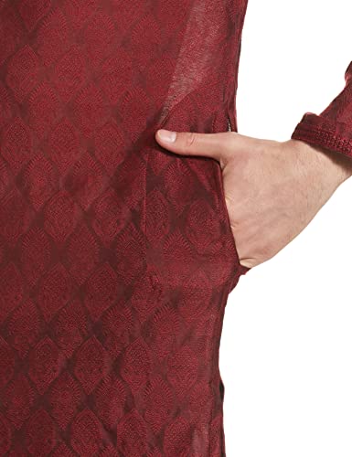 Image of Manthan Men's Art Silk Full Sleeves Ethnic Knee Length Kurta