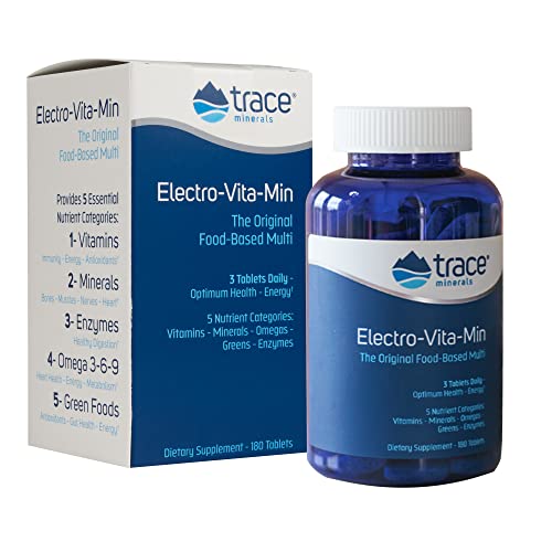 Trace Minerals | Electro-Vita-Min the Original Food-Based Multi | Vitamins, Minerals, Omega 3-6-9, Green Foods, Enzymes | 180 Tablets 3 tabs per serving Trace Minerals | Electro-Vita-Min the Original Food-Based Multi | Vitamins, Minerals, Omega 3-6-9, Green Foods, Enzymes | 180 Tablets 3 tabs per serving