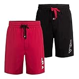 Fila Men's 2-Pack Pajama Night Sleep Short, Black and Red, 3X-Large