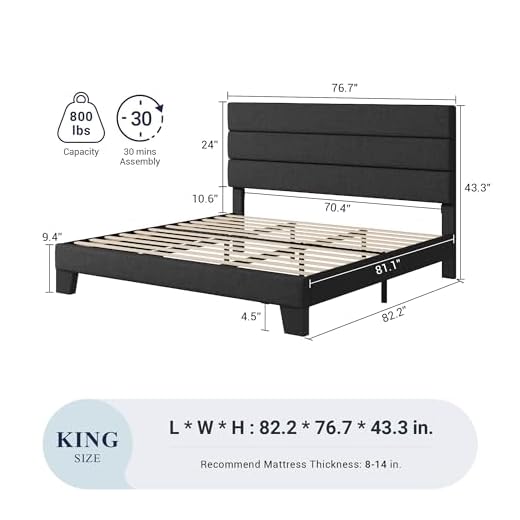 Allewie King Size Upholstered Bed Frame
