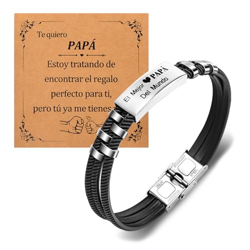 CheersLife Regalo Papa Regalos Día Del Padre Para Papá - Pulsera Papá Con Grabado - Personalizados Regalo Para Papá - Regalo Para Mi Padre - Regalos Creativos De San Valentín Navidad Cumpleaños