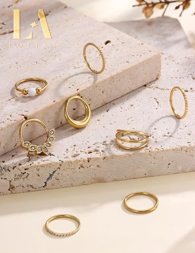 LOLIAS 8 Pcs Nose Rings Hoops - 316L Surgical Steel Septum Rings CZ Opal Silver Gold Hoop Nose Ring for Women 16G/18G Clicker Ring Cartilage Earring Conch Daith Lip Nostril Piercing Jewelry 8mm/10mm3