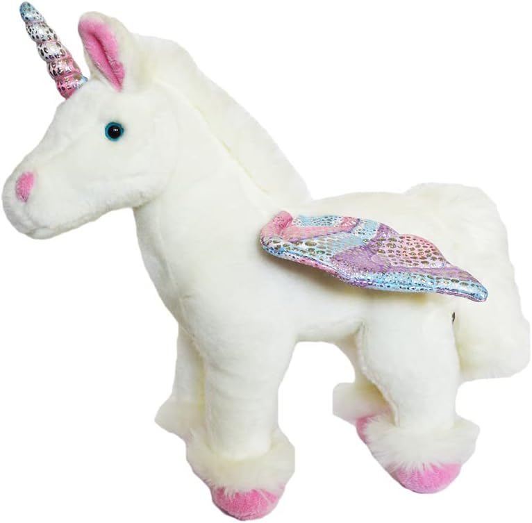 Auswella 12 Inch Plush Standing Unicorn Plush Stuffed Animal- Pink Wings - Image 2