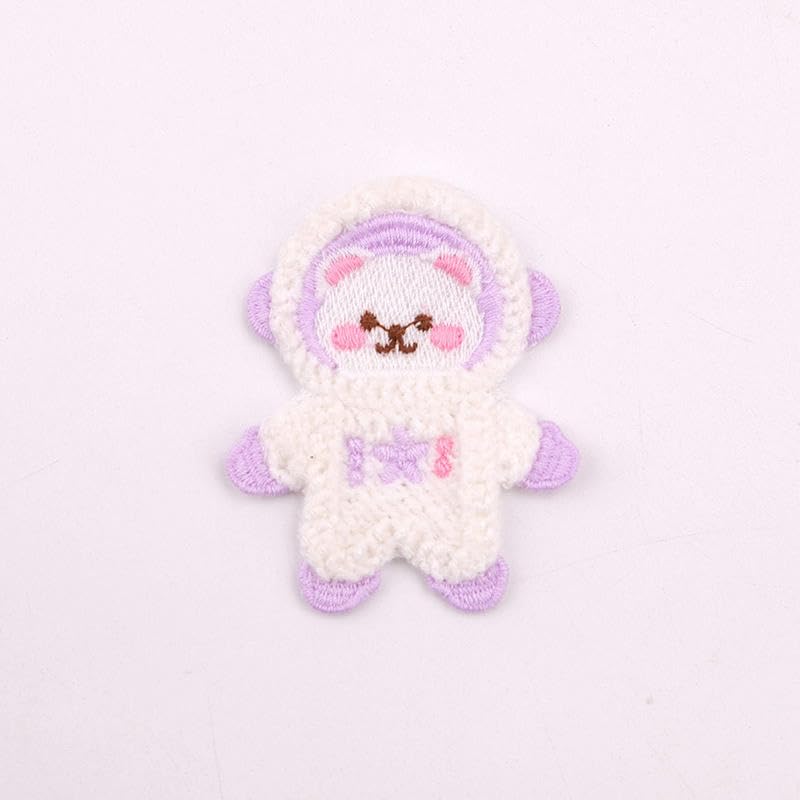 Naszywka haftowana 5 * 6, CM 10 SZTUK Cartoon Cute Cat Animal Haftowane Naszywki Żelazko Aplikacje Chińskie Na Ubrania Duże Do Szycia Kurtkę Jeansową(Light Purple Cat)
