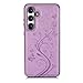 Asuwish Phone Case for Samsung Galaxy S25 FE 5G with Tempered Glass Screen Protector and Card Holder Wallet Cover Stand Flip Leather Cell Accessories S 25 EF S25FE 25S SM-S731B Women Men Purple