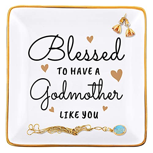 RELISSA Gifts for Godmother, Jewelry Tray Trinket Dish, Godmother Gifts from Godchild, Godmom Gift for Christmas, Mother s Day or Birthday (Godmother)