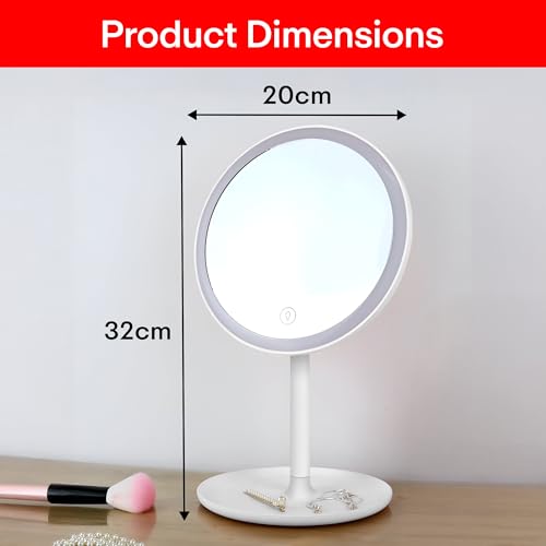 Image of Prime Pick Beauty Pro Makeup Mirror 360 Degree Rotating Mirror Non LED Portable Lightweight Travel Makeup Mirror for Daily Use Dressing Table Vanity White Pack of 1