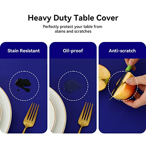 Image of Romanstile 100% Waterproof PVC Tablecloth, Rectangle Oil Spill Proof Stain Resistant Vinyl Table Cloth, Wipe Clean Plastic Table Covers for Kitchen /Dining /Parties - 60 x 102 Inch, Royal Blue