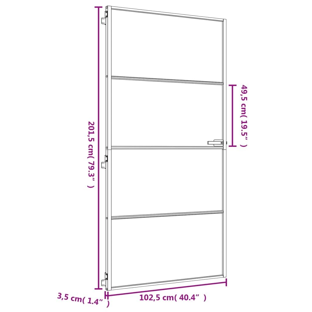 Drzwi wewnętrzne smukłe złote 102,5 x 201,5 cm szkło hartowane i aluminiumSprzęt Materiały budowlane Drzwi domowe