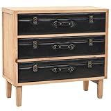 Cette armoire à tiroirs vintage en bois massif de sapin apporte une élégance rétro à votre intérieur. Son design unique avec façades de tiroirs inspirées des valises en fait un meuble de salle de bain ou de chambre au charme décoratif indéniable.
