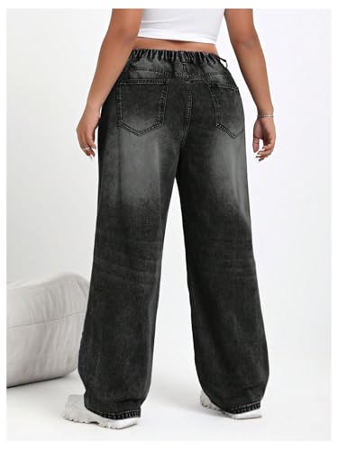 SOLY HUX Women's Plus Size High Waisted Denim Pants Straight Leg Casual Jeans2