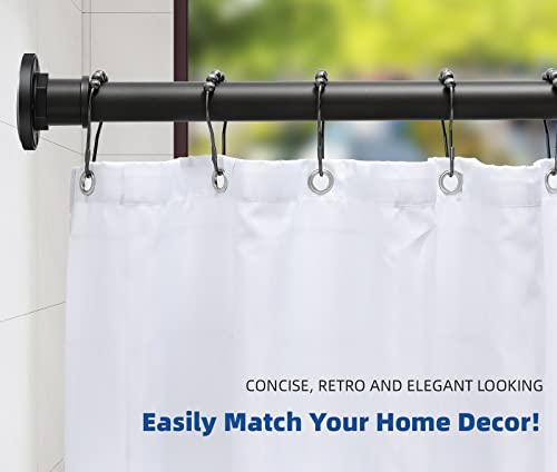 Image of BRIOFOX Industrial Shower Curtain Rod - 2-in-1 Design Tension Curtain Rod - Rustproof Non-Slip 27 to 43 Inch Stainless Steel, Matte Black Window Curtain Rod