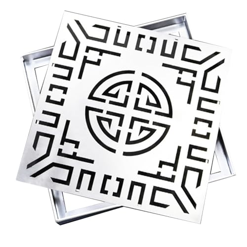 Tapa de Alcantarilla con Base, Tapa de Inspección Invisible, Acero Reforzado, Orificios de Drenaje, Acero Inoxidable 304, para Entradas de Vehículos, Patios y Parques(35x35x3cm/14x14x1.2in)