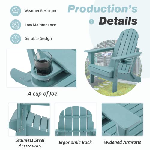 Richryce Folding Adirondack Chair Outdoor, Hdpe Poly Lumber Weather Resistant Patio Chairs, Patio Chair Lawn Chair Outdoor Adirondack Chairs For Garden, Deck, Backyard, Lawn Furniture(Aruba) #TOP4