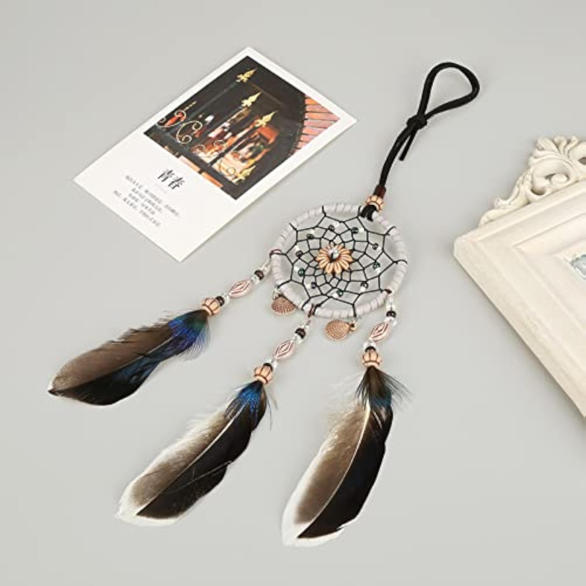 Creative Handmade Dream Catcher with Feather Shells Car Pendant