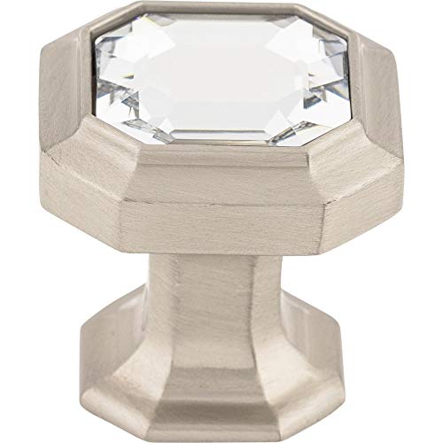Top Knobs TK390BSN Chareau Collection 1-1 8 Crystal Emerald Knob, Brushed Satin Nickel