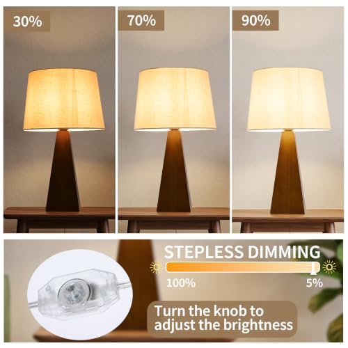 Image of Bamboo Table Lamp, Dimmable Bedside Lamp for Bedroom Decor
