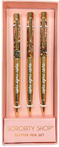Set de bolígrafos Glitter Alpha Sigma Alpha