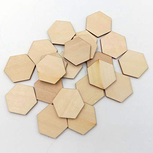 EXCEART 100 Pcs 30Mm Peças de Madeira Forma de Madeira Hexágono Formas de Recorte de Hexágono Inacab
