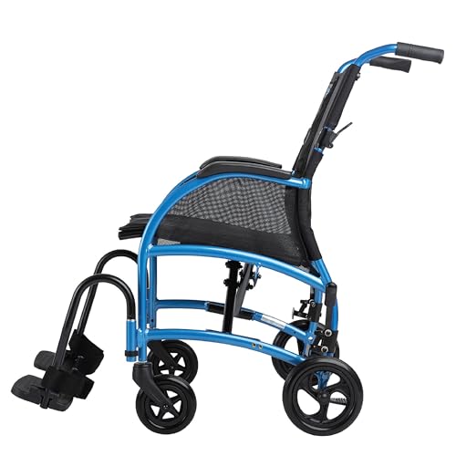 Strongback Mobility Excursion 8 Lightweight Folding Wheelchair for Adults and Seniors - Transport Chair with Built-in Adjustable Lumbar Support; 18\" Seat (8\" Rear Wheels)