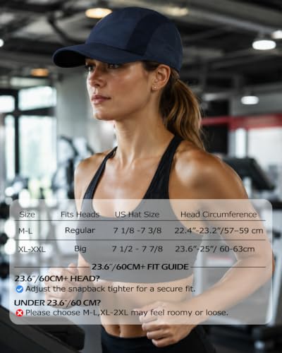 Image of Zylioo XXL Running Hat for Big Heads,Large Foldable Brim Cap Quick Dry | Roomy Active Fit-Soft crown and side airflow panels help fuller head shapes stay comfortable during warm workouts.