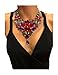 Short Collar Crystal Statement Jewelry Set (Multi Color Flower Choker Necklace)