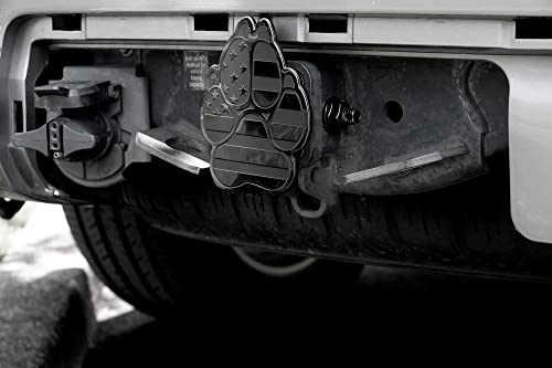 eVerHITCH K9 Dog Paw Print Flag Metal Trailer Hitch Cover Plug with Anti-Rattle Pin Bolt (Fits 2\" Receivers, Black) - Thumbnail 4