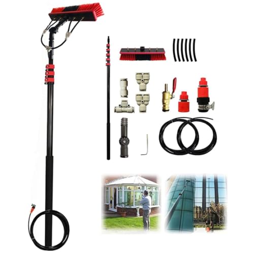 Kit de cepillo de agua de 3,611 m, herramienta de limpieza extensible para paneles solares, terrazas y exteriores, alcance de 7,2 m para una limpieza eficiente