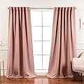 Best Home Fashion Premium Blackout Curtain Panels - Solid Thermal Insulated Window Treatment Blackout Drapes for Bedroom - Back Tab & Rod Pocket – Dusty Pink - 52" W x 84" L - (Set of 2 Panels)