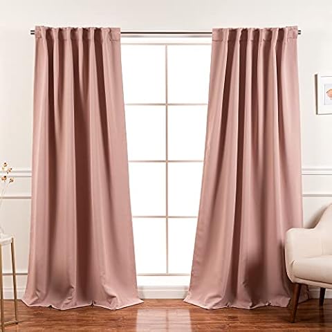 Best Home Fashion Thermal Insulated Blackout Curtains - Back Tab/ Rod Pocket - 52" W x 96" L - Dusty Pink (Set of 2 Panels) Cover