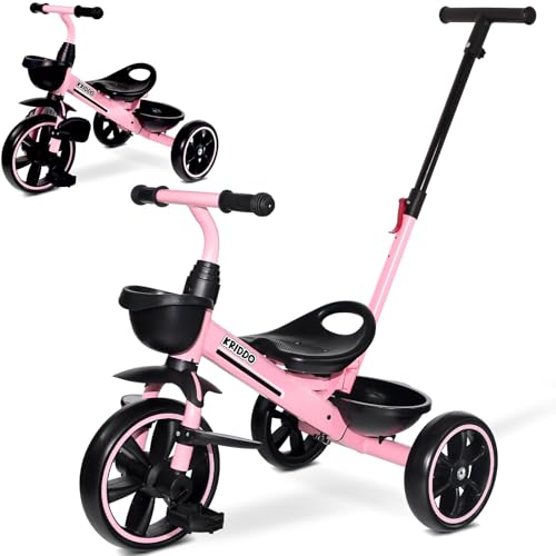 KRIDDO 2-in-1 Toddler Tricycle for Ages 18 Months to 5