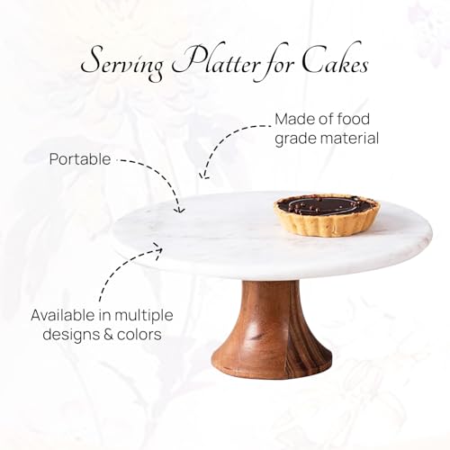 Image of nestroots Kate Marble Cake Stand | 12.5-Inch Dessert Platter for Cupcakes, Pies & Pastry | Elegant Display for Parties, Birthday, Weddings & Home Decor