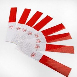 10 Pcs Caution Reflective Strip Tape Sticker Reflective Safety Tape Red & White for Car Truck