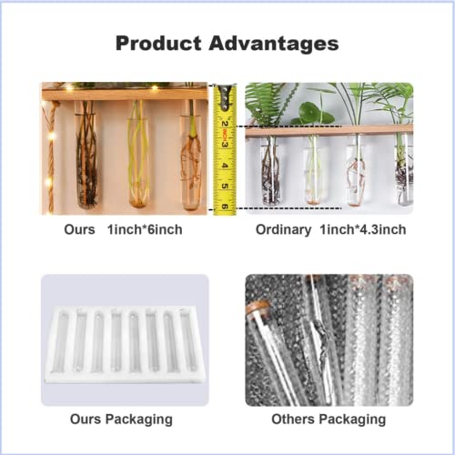 Myfinca Propagation Stations Wall Hanging Planter Terrarium With Led Lights & Wooden Stand Propogation Planters Glass Tube Vase For Hydroponic Plant Cutting Flower, Home Decor (3Tier & 16Tubes) #TOP2