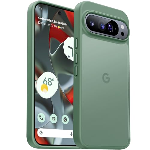 AOUIA for Google Pixel 9 Pro XL Case Military Shockproof Protective Slim Translucent Matte Cover for Pixel 9 Pro XL Phone Case Alpine Green